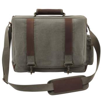 Vintage Canvas Pathfinder Laptop Bag With Leather Accents