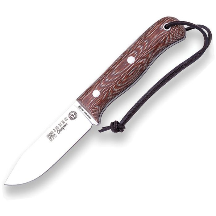Joker CM112 Bushcraft Stainless Drop Point Blade Survival Knife with Brown Canvas Micarta Handle